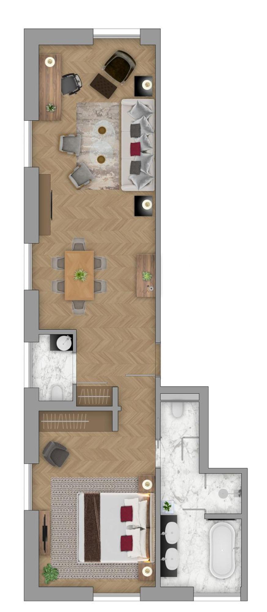 Buergenstock Hotel & Alpine Spa Camera foto A floorplan of a typical studio apartment