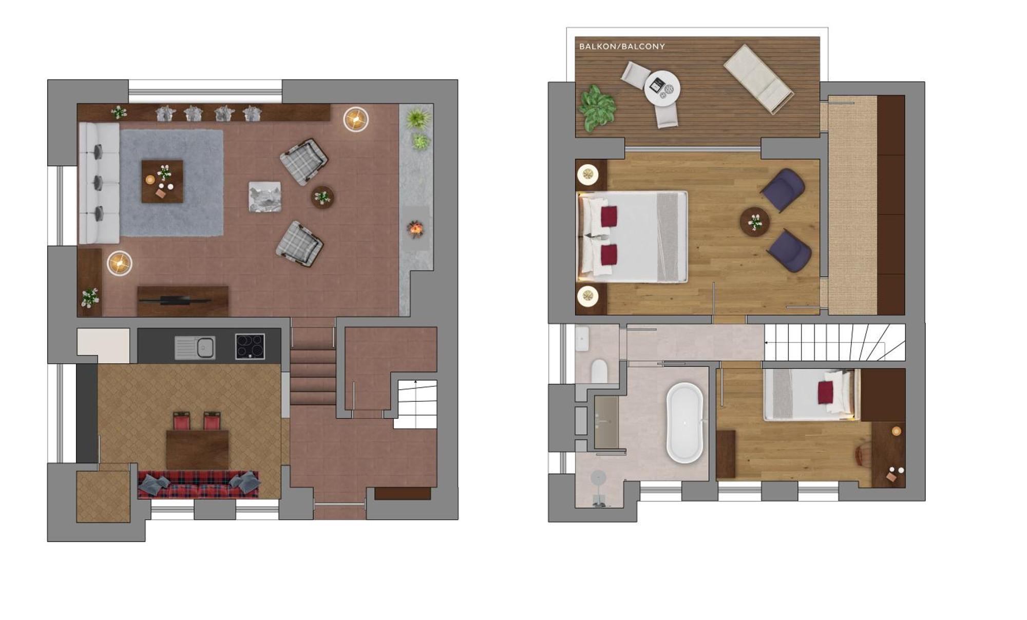 Buergenstock Hotel & Alpine Spa Camera foto Floor plan of a duplex apartment