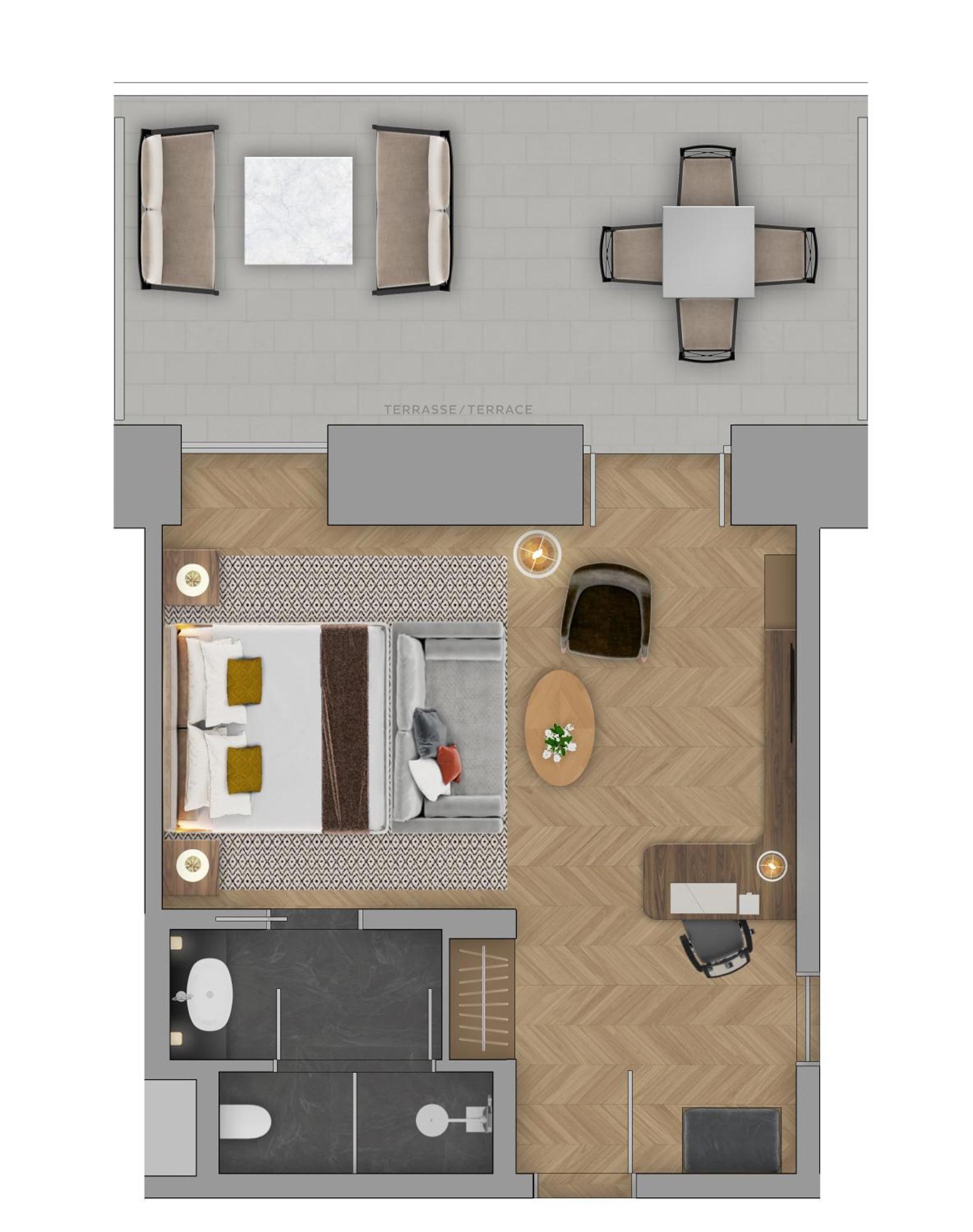 Buergenstock Hotel & Alpine Spa Camera foto A floorplan of a hotel room