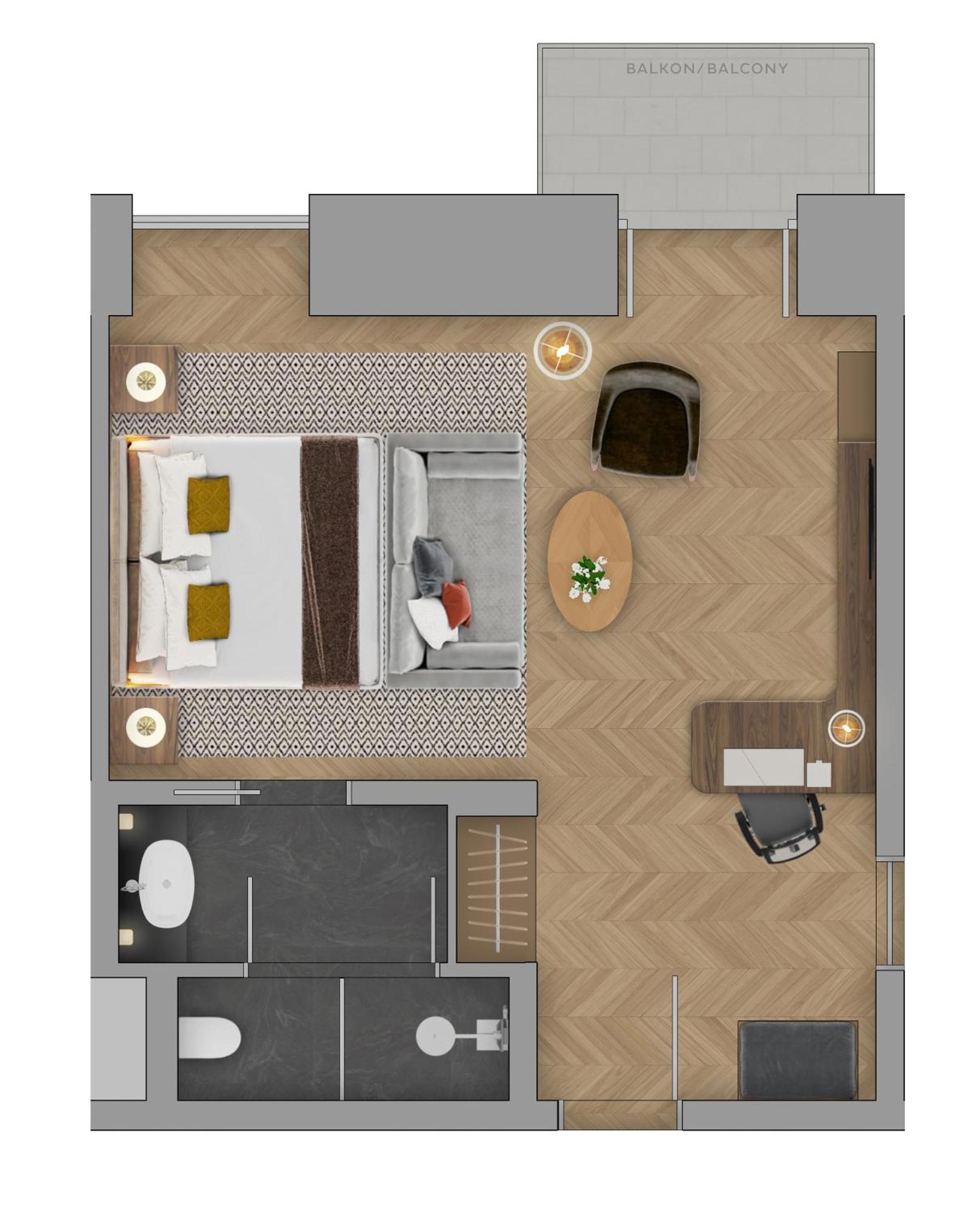 Buergenstock Hotel & Alpine Spa Camera foto A floorplan of a typical hotel room